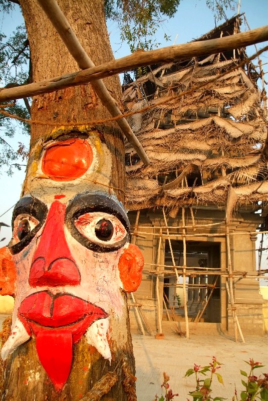 Karnataka, Indien: Baugerüst an Tempel	